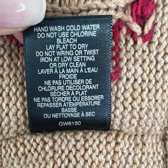 L.A.M.B Gwen Stefani Brown Cotton Cashmere Elbow Patch Mock Sweater S Small - Picture 6 of 6